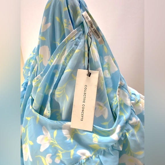 NWT-Collective Concepts Blue Floral Dress Size Medium - Picture 5 of 9
